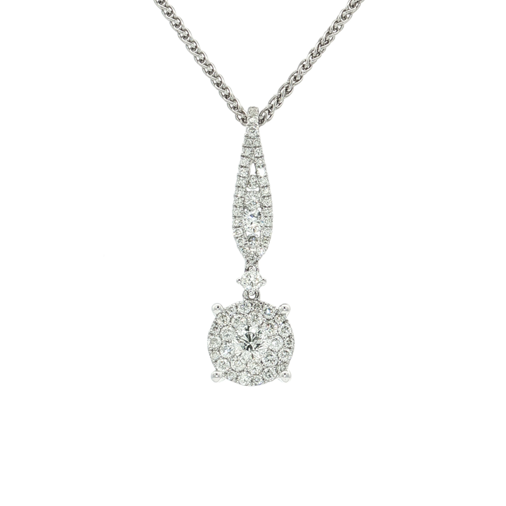 Cluster Drop Colorless Nearly Flawless Diamond Pendant Necklace (1 ct. tw.) in 18k White Gold