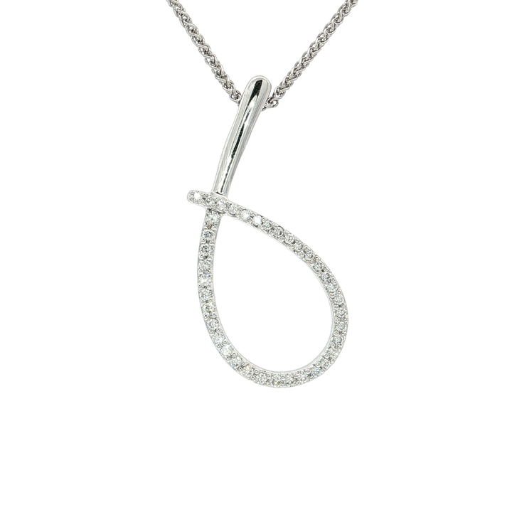 Colorless Nearly Flawless Diamond Love Knot Pendant Necklace (½ ct. tw.) in 18k White Gold