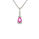 Pear Vivid Pink Sapphire Colorless Nearly Flawless Diamond Pendant Necklace (1 ¼ ct. tw.) in 18k White Gold
