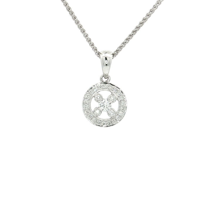 Pavé Colorless Nearly Flawless Diamond Circle Pendant Necklace (⅓ ct. tw.) in 18k White Gold