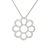 Pavé Colorless Nearly Flawless Diamond Flower Pendant Necklace (1 ¼ ct. tw.) in 18k White Gold