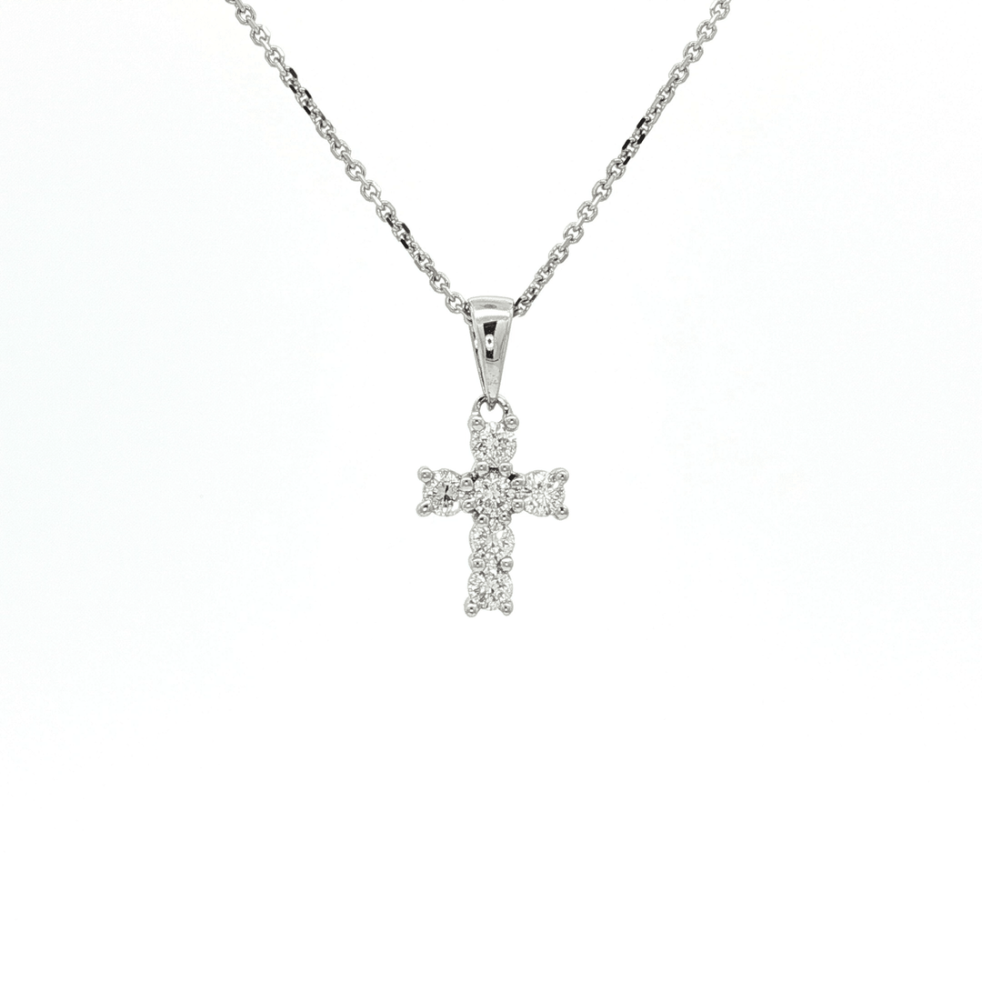 0.30 CTW Natural Colorless Nearly Flawless Round Brilliant Cut Diamond Cross Pendant Necklace in 18kt White Gold – Jewelry Depot, Inc.