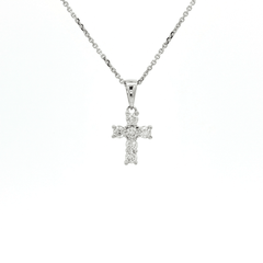 Nearly Flawless Colorless Round Brilliant Cut Diamond Cross Pendant Necklace (⅓ ct. tw.) in 18k White Gold