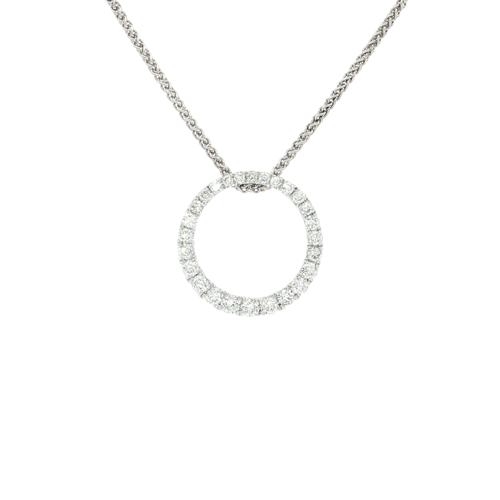 Colorless Nearly Flawless Diamond Open Circle Pendant Necklace (⅗ ct. tw.) in 18k White Gold