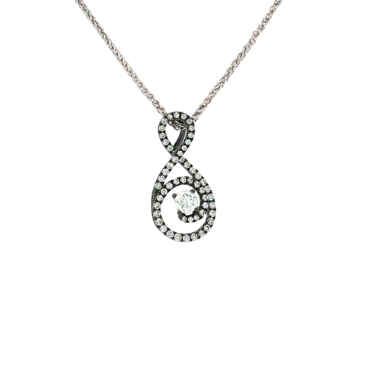 Black Rhodium Colorless Nearly Flawless Diamond Swirl Pendant Necklace (½ ct. tw.) in 18k White Gold