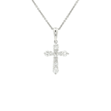 Round Brilliant Cut Nearly Flawless Colorless Diamond Cross Pendant Necklace (⅓ ct. tw.) in 18k White Gold