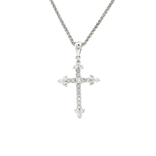 Colorless Nearly Flawless Diamond Fleur-de-Lis Cross Pendant Necklace (⅜ ct. tw.) in 18k White Gold