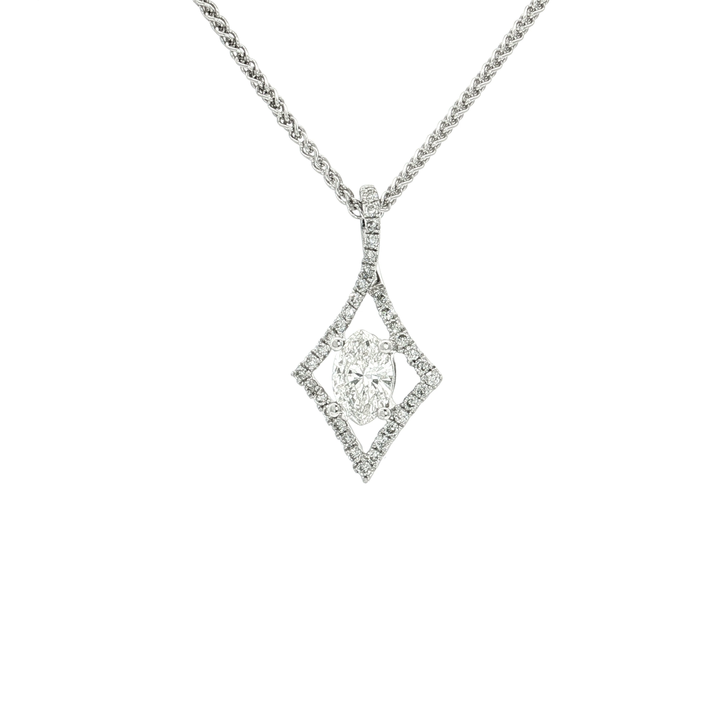 Marquise Colorless Nearly Flawless Diamond Pendant Necklace (⅔ ct. tw.) in 18k White Gold