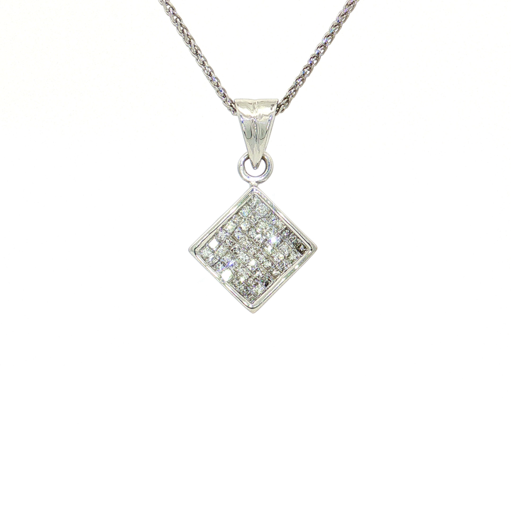 Invisibly-Set Near-Flawless Princess Cut Diamond Pendant Necklace (¾ ct. tw.) in 14k White Gold