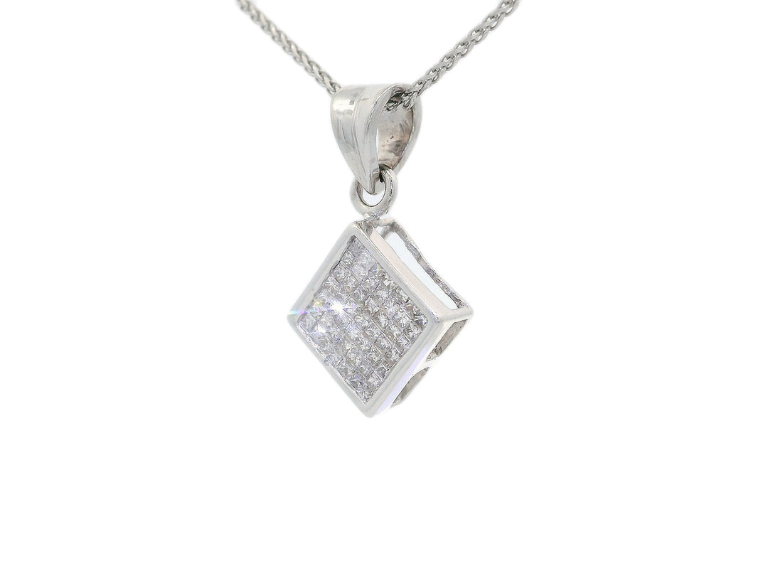 0.75 CTW Near-Flawless Natural Diamond Geometric Cluster Pendant Necklace in 14KT White Gold