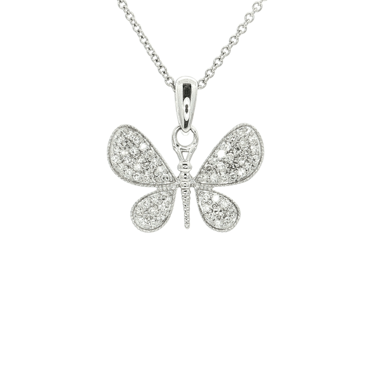 0.36 CTW Natural Round Brilliant Cut Diamond Butterfly Pendant Necklace in 14kt White Gold – Jewelry Depot, Inc.