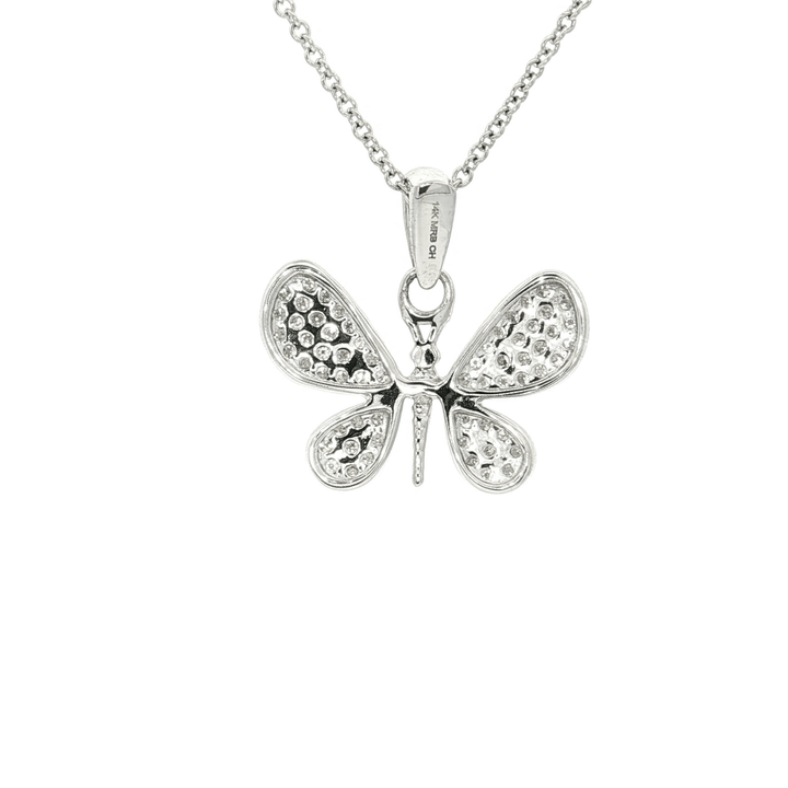 0.36 CTW Natural Round Brilliant Cut Diamond Butterfly Pendant Necklace in 14kt White Gold – Jewelry Depot, Inc.