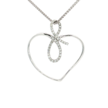Colorless Nearly Flawless Diamond Bow Heart Pendant Necklace (⅜ ct. tw.) in 18k White Gold