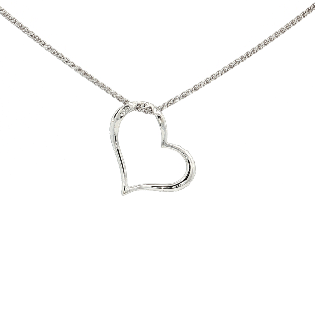 0.50 CTW Natural Round Brilliant Colorless Nearly Flawless Diamonds in an Open Heart Pendant Necklace in 18kt White Gold – Jewelry Depot, Inc.