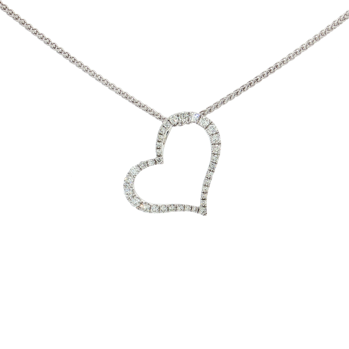 Colorless Nearly Flawless Diamond Open Heart Pendant Necklace (⅗ ct. tw.) in 18k White Gold
