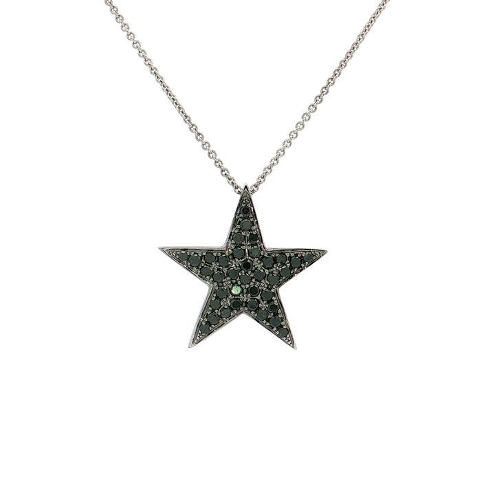 Pavé Black Diamond Star Pendant Necklace (⅖ ct. tw.) in 18k White Gold