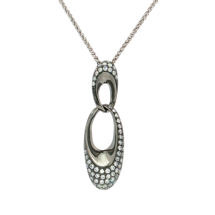 Pavé Drop Colorless Nearly Flawless Diamond Pendant Necklace (½ ct. tw.) in Black Rhodium Plated 18k White Gold