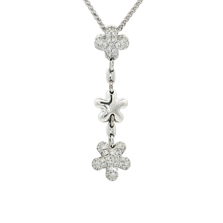 Pavé Colorless Nearly Flawless Diamond Flower Pendant Necklace (½ ct. tw.) in 18k White Gold