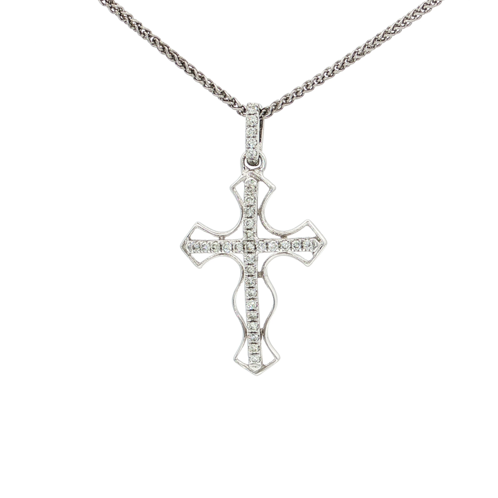 Openwork Diamond Cross Pendant Necklace (⅕ ct. tw.) in 18k White Gold