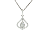 Teardrop Colorless Nearly Flawless Diamond Pendant Necklace (⅗ ct. tw.) in 18k White Gold