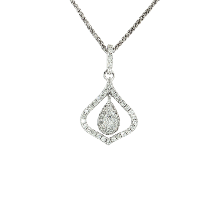Teardrop Colorless Nearly Flawless Diamond Pendant Necklace (⅗ ct. tw.) in 18k White Gold