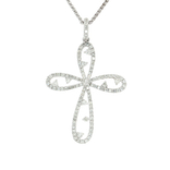 Nearly Flawless Colorless Diamond Cross Pendant Necklace (⅔ ct. tw.) in 18k White Gold