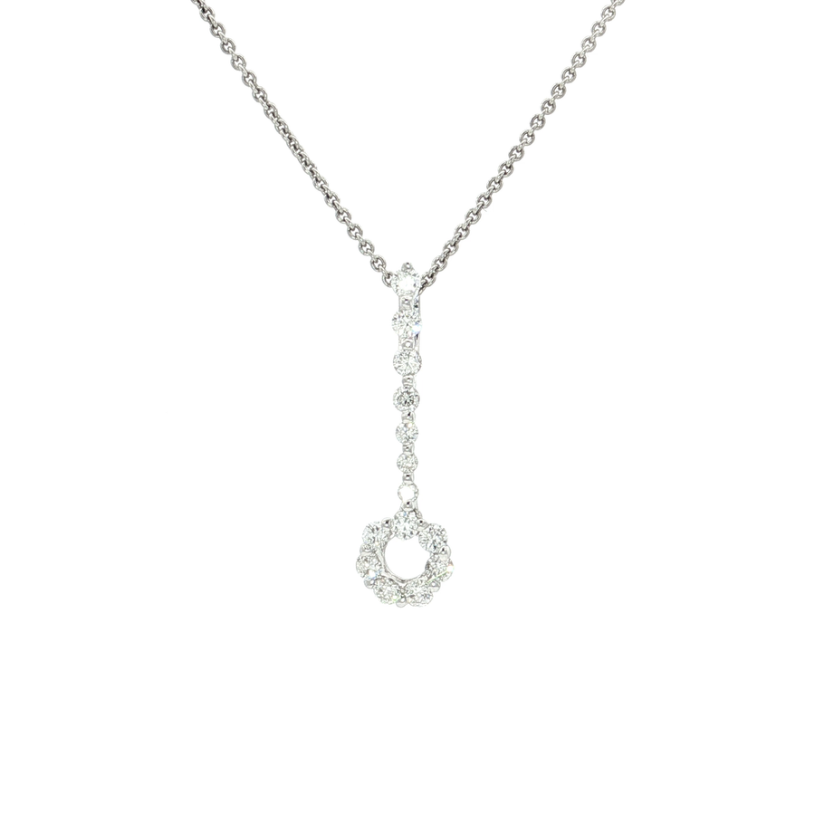 Nearly Flawless Colorless Diamond Dangling Flower Pendant Necklace (1/2 ct. tw.) 18k White Gold
