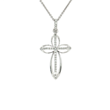Pavé Colorless Nearly Flawless Diamond Open Cross Pendant Necklace (¼ ct. tw.) in 18k White Gold