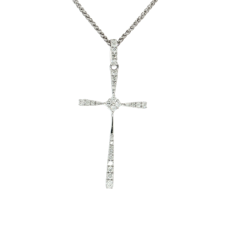 Colorless Nearly Flawless Diamond Cross Pendant Necklace (⅕ ct. tw.) in 18k White Gold