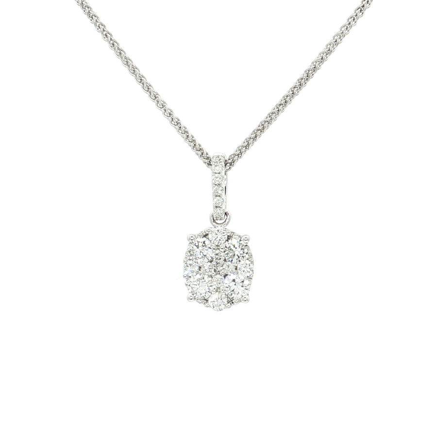 Nearly Flawless Colorless Diamond Cluster Pendant Necklace (1/2 ct. tw.) 18k White Gold
