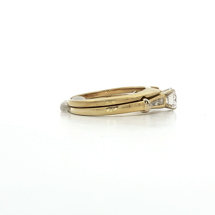 0.95 CTW EGL USA Certified Colorless Round Brilliant Cut Natural Diamond Bridal Set in 18kt Yellow Gold