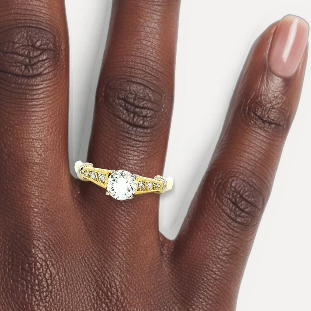Nearly Flawless Colorless Round Brilliant Cut Diamond Engagement Ring (1 ct. tw.) in 18k Yellow & White Gold