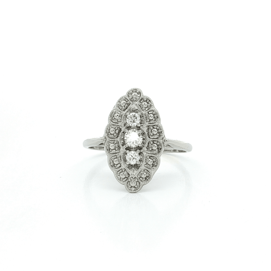 Antique Round Cut Diamond Ring (1/3 ct.) 14k White Gold