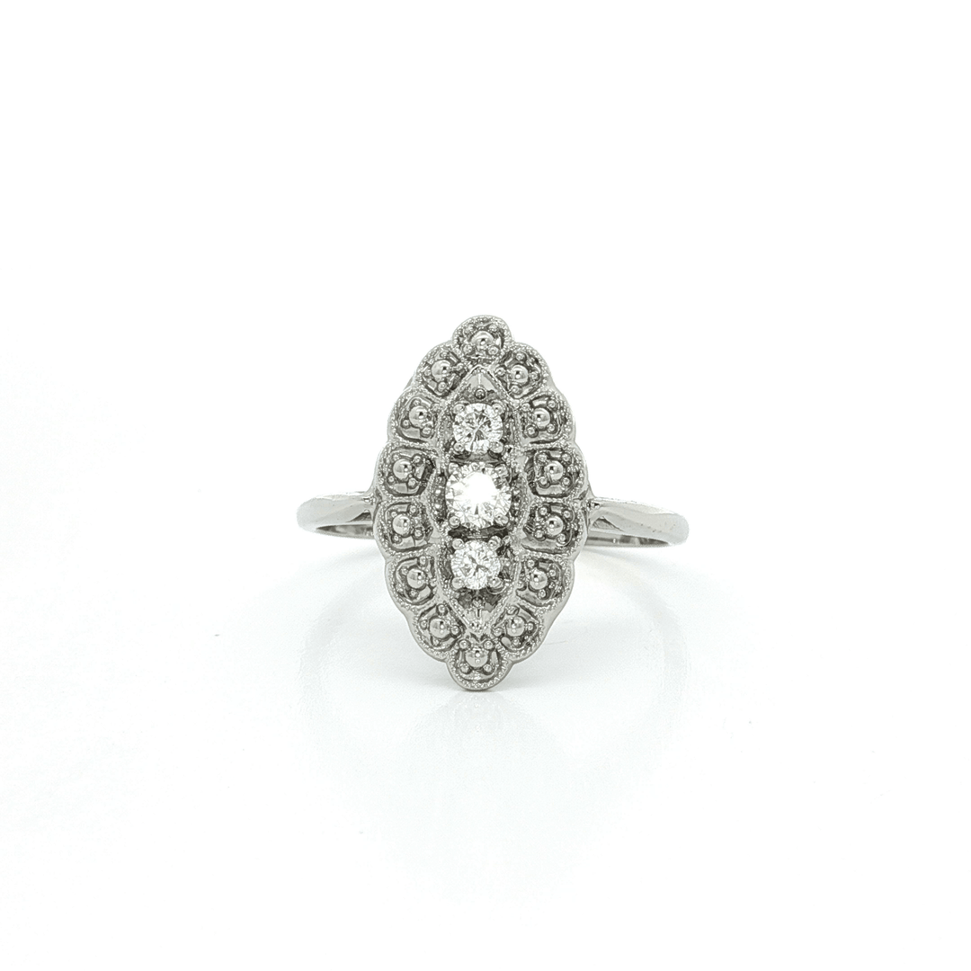 0.35 CTW Natural Round Brilliant Cut Diamond Antique Ring in 14kt White Gold – Jewelry Depot, Inc.