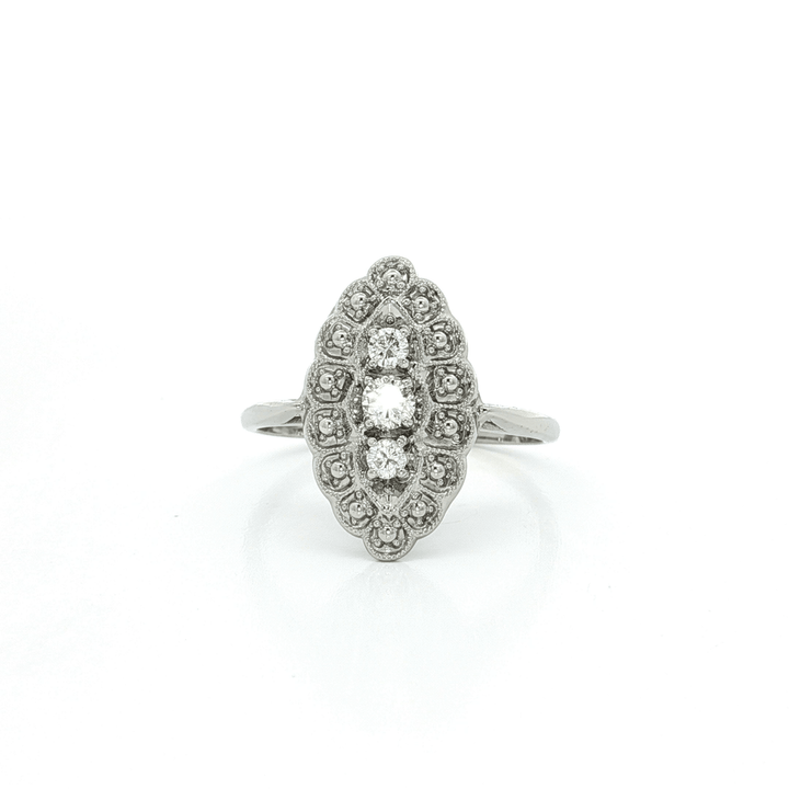 Vintage Round Cut Diamond Ring (⅓ ct.) in 14k White Gold