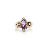 Marquise Amethyst & Diamond Flower Ring (1 ⅖ ct. tw.) in 10k Yellow Gold