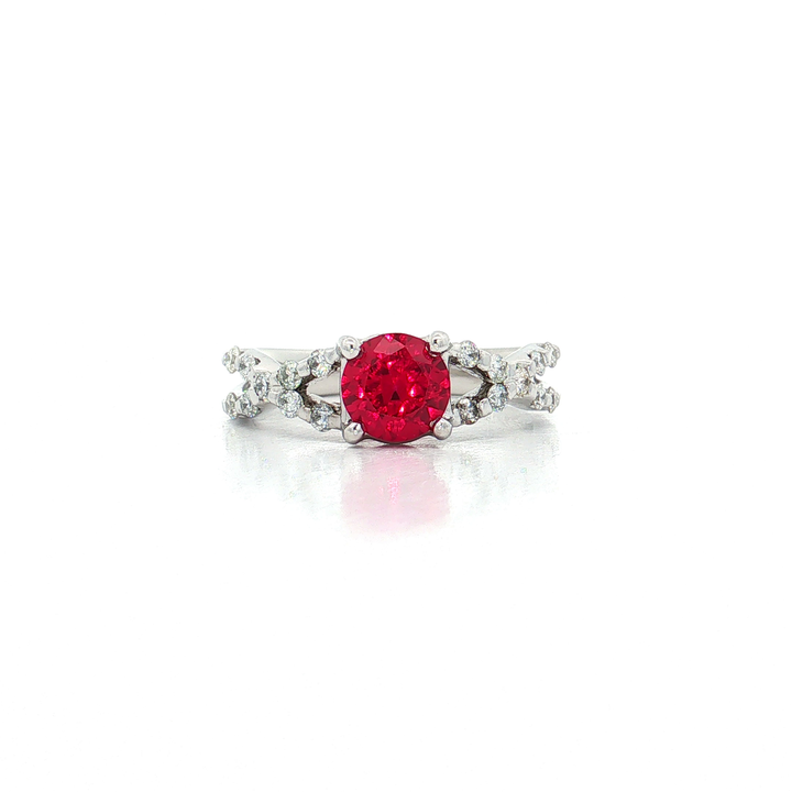 Vivid Ruby Colorless Near-Flawless Split Shank Diamond Ring (2 ct. tw.) in 18k White Gold