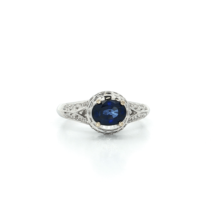 1.95 CTW Oval Cut Natural AAAA Grade Sapphire & Colorless Diamond Pavé Ring in 18kt White Gold – Jewelry Depot, Inc.
