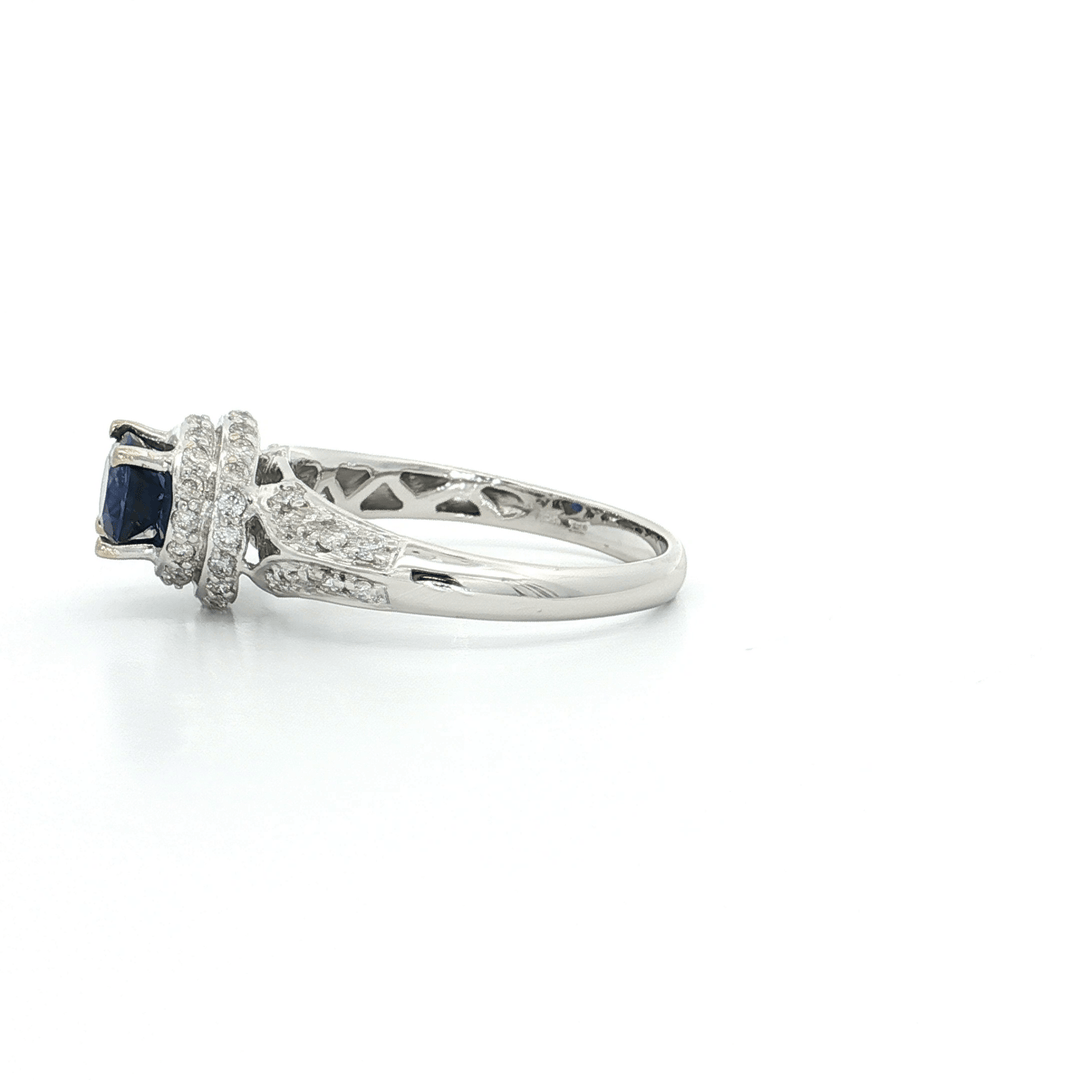 1.95 CTW Oval Cut Natural AAAA Grade Sapphire & Colorless Diamond Pavé Ring in 18kt White Gold – Jewelry Depot, Inc.