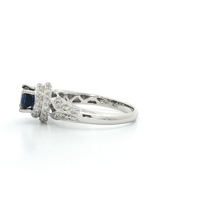 1.95 CTW Oval Cut Natural AAAA Grade Sapphire & Colorless Diamond Pavé Ring in 18kt White Gold – Jewelry Depot, Inc.