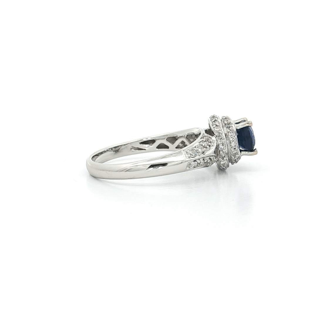 1.95 CTW Oval Cut Natural AAAA Grade Sapphire & Colorless Diamond Pavé Ring in 18kt White Gold – Jewelry Depot, Inc.