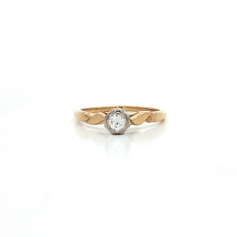 Certified Round Brilliant Cut Colorless Diamond Solitaire Ring (1/8 ct.) 18k Yellow Gold & Platinum