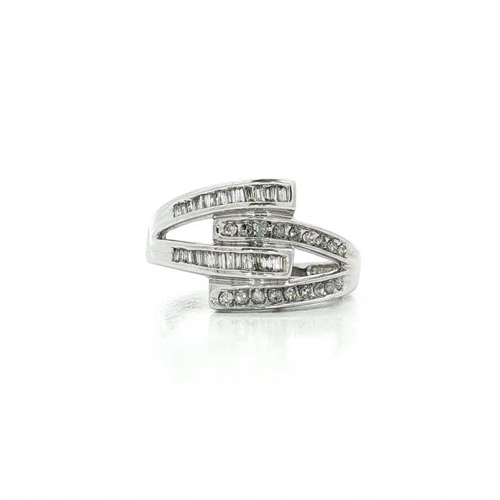 Vintage Round Baguette Diamond Ring (1 ct. tw.) in 10k White Gold