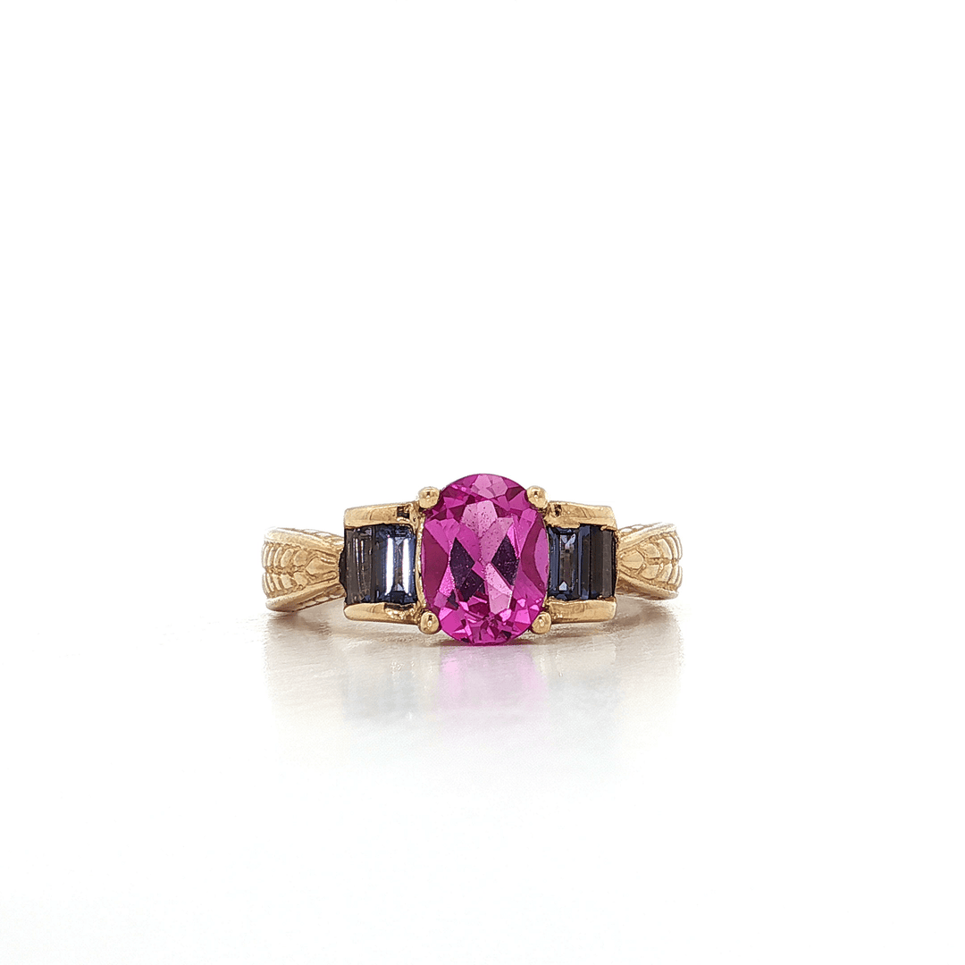 1.50 CTW AAA Grade Natural Oval Pink Topaz & Amethyst Ring in 10kt Yellow Gold – Jewelry Depot, Inc.