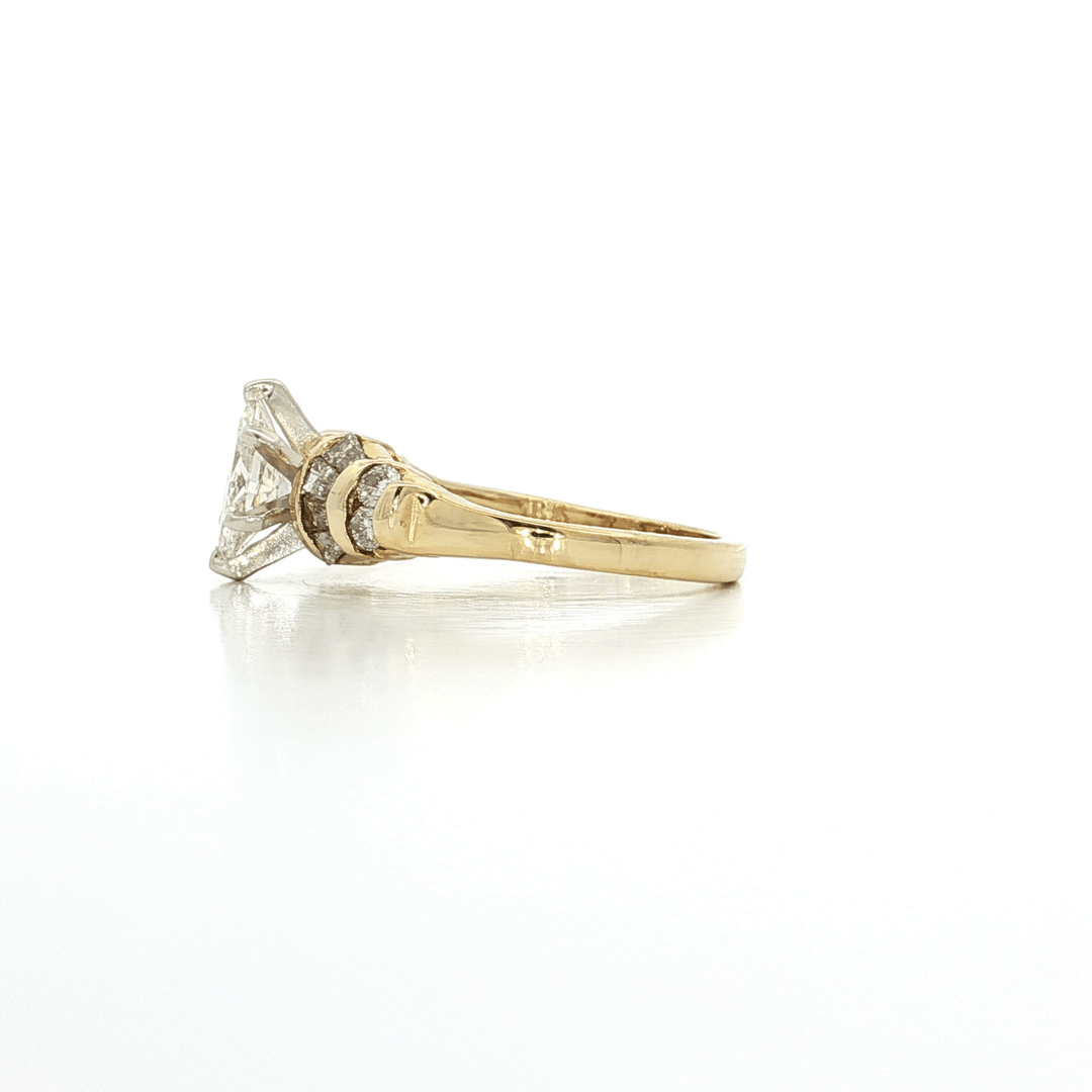 1.06 CTW Natural Marquise Brilliant Cut and Baguette Cut Diamond Engagement Ring in 18kt Yellow Gold – Jewelry Depot, Inc.
