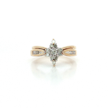 Round Brilliant Cut & Baguette Cut Diamond Engagement & Wedding Band (½ ct. tw.) Set in 10k Yellow Gold