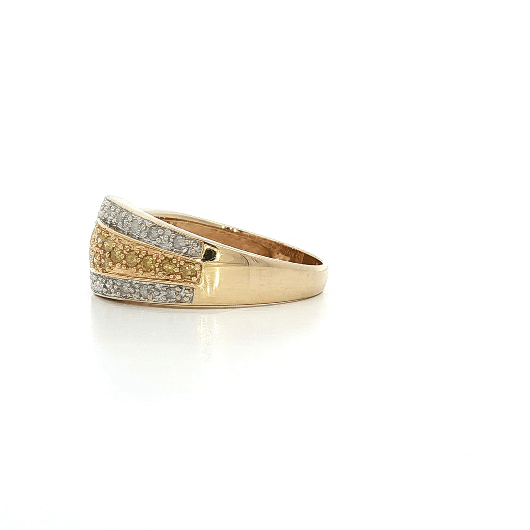 1.00 CTW of Natural Round Brilliant Cut Pavé Yellow & White Diamonds in a 14kt Yellow & White Gold Buckle Ring – Jewelry Depot, Inc.