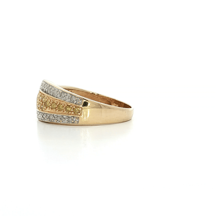 1.00 CTW of Natural Round Brilliant Cut Pavé Yellow & White Diamonds in a 14kt Yellow & White Gold Buckle Ring – Jewelry Depot, Inc.