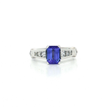 Vivid Emerald-Cut Tanzanite Channel-Set Diamond Ring (2 ¼ ct. tw.) in 18k White Gold