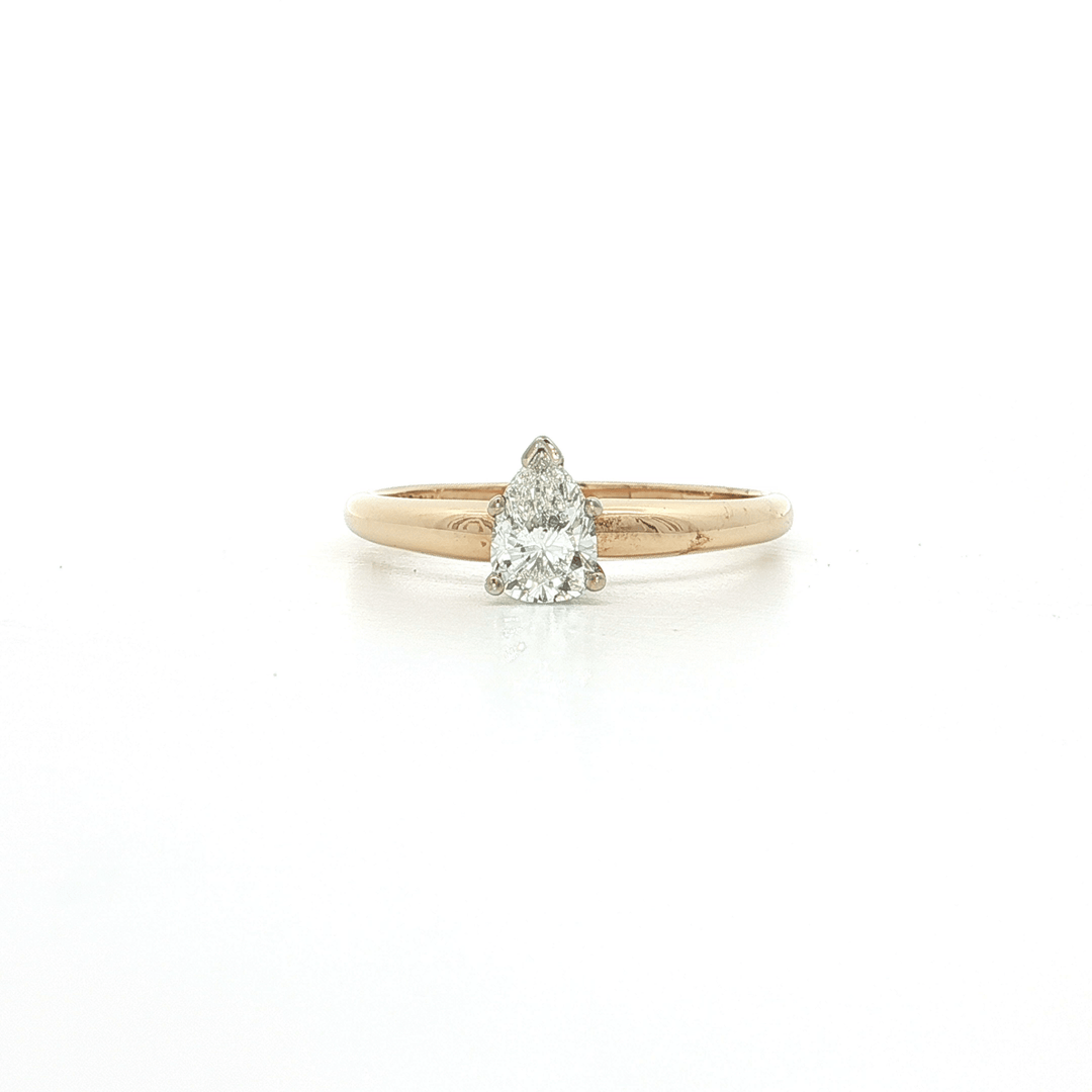 0.50 CTW Pear Shaped Diamond Engagement Ring in 14kt Yellow Gold Solitaire Setting – Jewelry Depot, Inc.